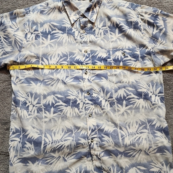 Cache Creek Hawaiian Button Up Shirt Large Blue Floral Short Sleeve Lightweight - Picture 13 of 13